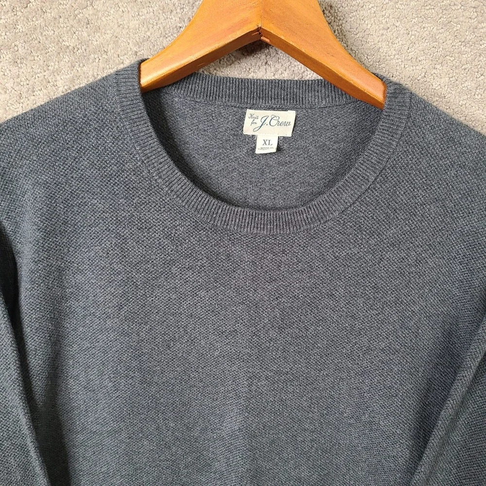 J Crew Sweater Mens XL Gray Crew Neck Cotton Long Sleeve Casual Pullover Soft